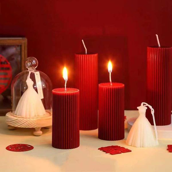 Creative wedding scented candles home decorative centerpiece long red candles new year home decor candle shooting propsXJ241112