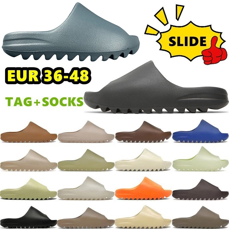 Big Size 36-48 Designer Slippers Mens Womens Slides Bone Onyx Sand Brown Blue Black White Slider Flat Heels Summer Sandals Outdoor Beach Room Slide