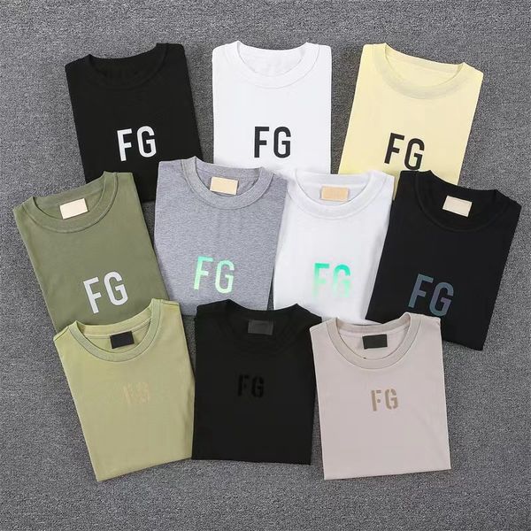 Es Designer Tide T Shirts Chest Letter Laminated Print Short Sleeve High Street Loose Oversize Casual T-shirt 100% Pure Cotton Tops for Men