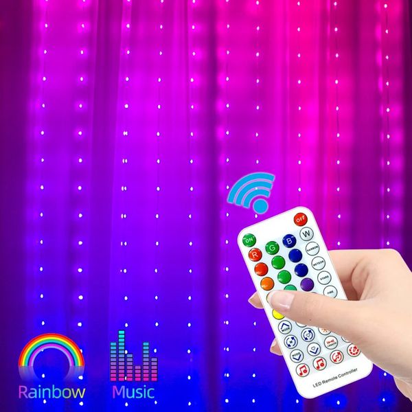 Other Event Party Supplies Music Colorful Window Curtain LED Light String Bluetooth Year Festoon USB Fairy Lights Bedroom Christmas Decor Ga
