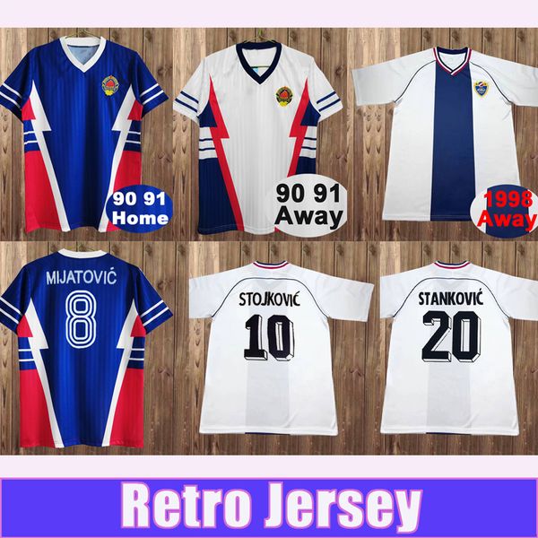 1990 1991 Yugoslavia MIHAJLOVIC Mens Retro Soccer Jerseys STANKOVIC STOJKOVIC vintage Home Blue Away Classical Fotball Shirts