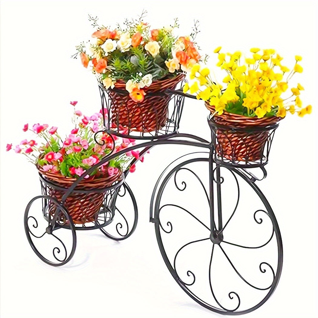 TEMU 3 Tiers Bicycle Shape Flower Pot Plant Stand Metal Iron Garden Planters Rack Display Shelf Stand For Indoor Outdoor Patio Christmas Gift Black
