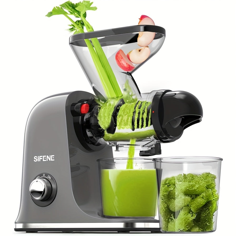 TEMU Dual Mouth Cold Press Juicer, Sifene Slow Masticating Juicer Machines For Fruit & Vegetable, Juice Maker Extractor, Easy To Clean (gray)