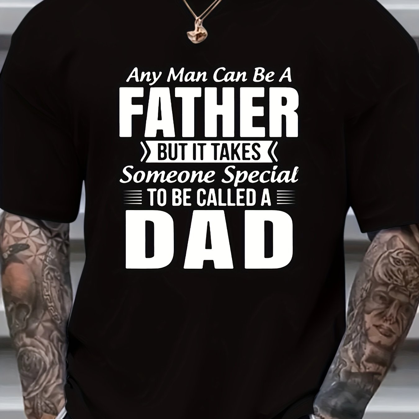 TEMU Plus Size Men's Short Sleeve T-shirt, Called A Dad Comfy Breathable Summer Tee Tops