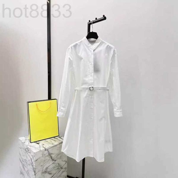 Basic & Casual Dresses Designer embroidered Letter Skirt with Waist Cinched Single Breasted Long Sleeved Shirt and Dress with Lapel Collar U