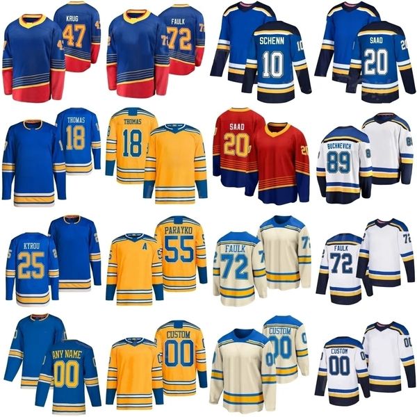 Blues Hockey Jersey Robert Thomas Kyrou Philip Broberg Radek Faksa Nick Leddy Mathieu Joseph Dylans Holloway Alexandre Texier Alexei Toropch
