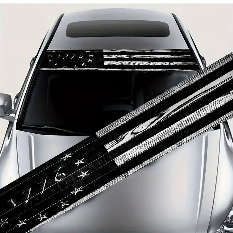 TEMU 1pc Patriotic American Flag Car Sticker - Waterproof & Scratch-resistant Vinyl Decal With Stars & - Self-adhesive For All Vehicles, Laptop, Car