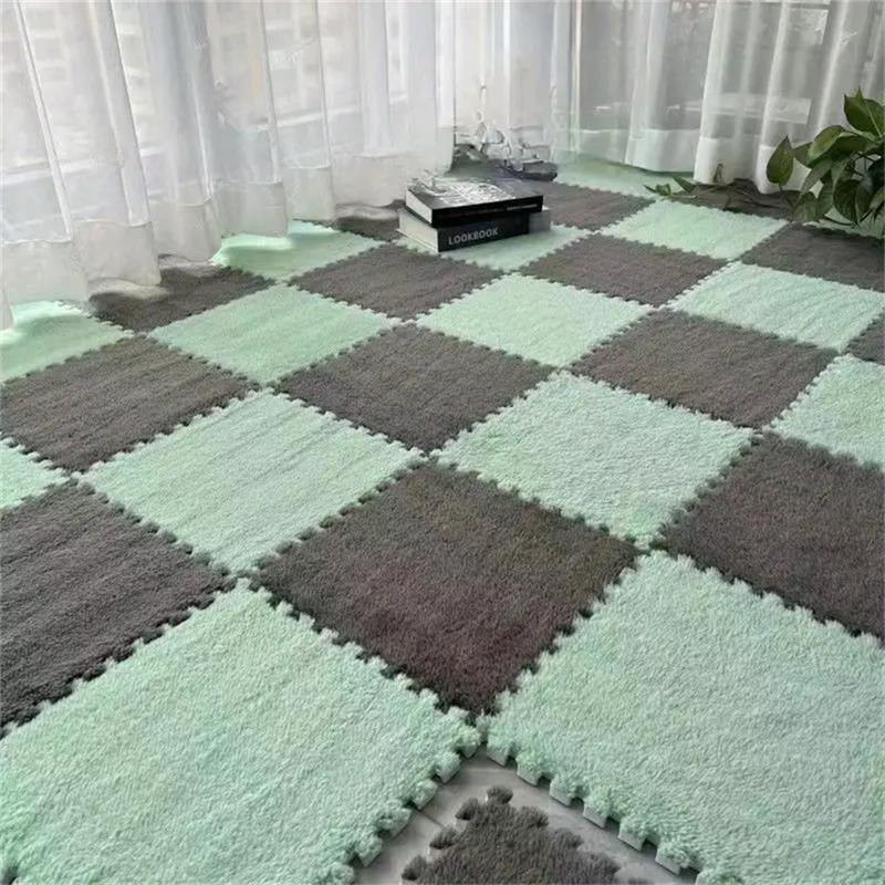 Living Room and Bedroom Are Fully Covered with Carpet, Velvet Splicing Floor Mat, Thickened Soundproof Climbing Mat, Household Puzzle Plush Carpet M