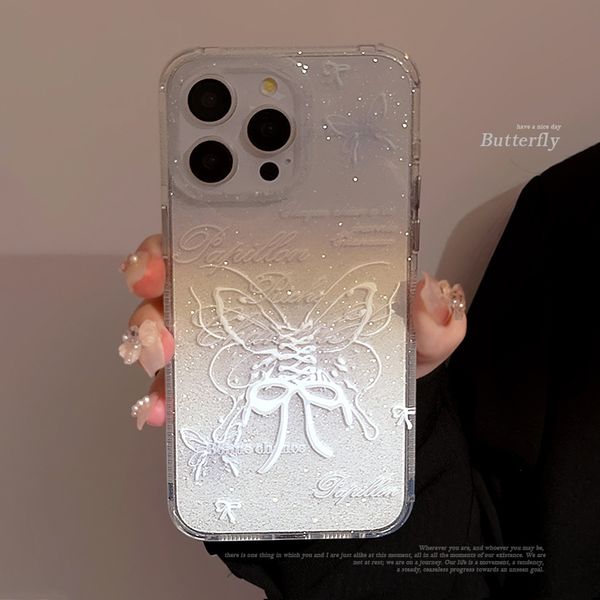 ddmygifts Suitable for 14, 15, Pro Max, Flash Pink, Ins, Butterfly Dyeing, 13, Phone Case, 12, Transparent A