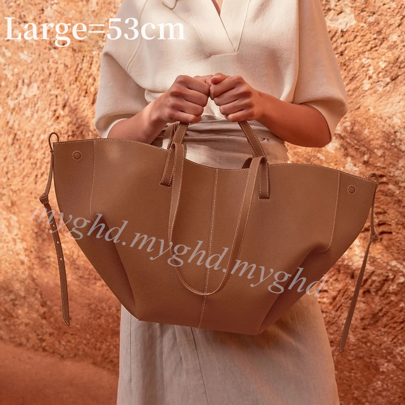 Women Casual Tote Handbag 42cm-53cm Shoulder Bags Full Grain Textured Leather With Dust Opp Bag Gift