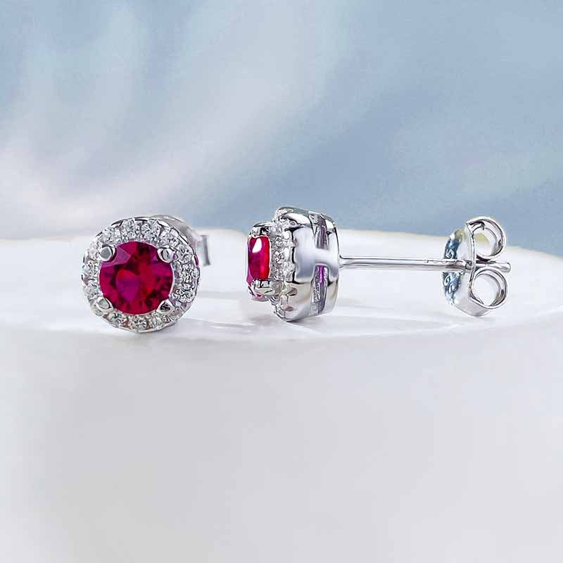 2025 Explosive 18K Gold Plated 925 Silver Ruby 5A Grade Zircons Square Ear Studs Simple Versatile Earrings For Women Party Jewellery