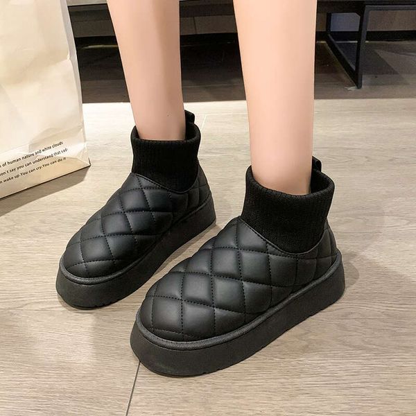 Snow Women&#039;s Veet Thickening 2024 New Fashion Short-tube Slip-on Warm Bread Cotton Shoes s Winter Boots