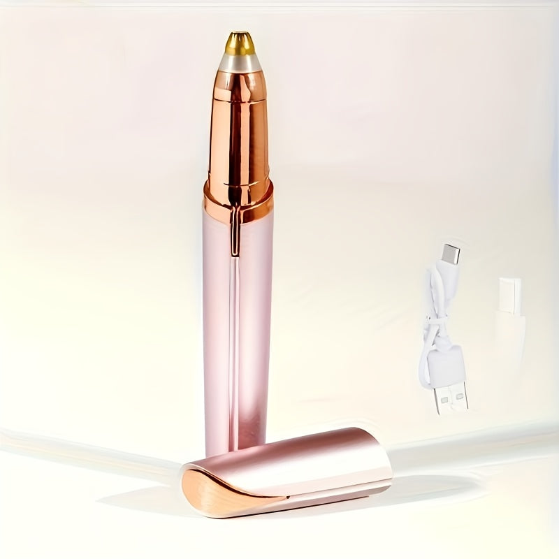 TEMU Electric Eyebrow Trimmer For Men And Women - Usb Rechargeable, Automatic Hair Removal Pen With Stainless Steel Blade, Ideal For Facial And Body