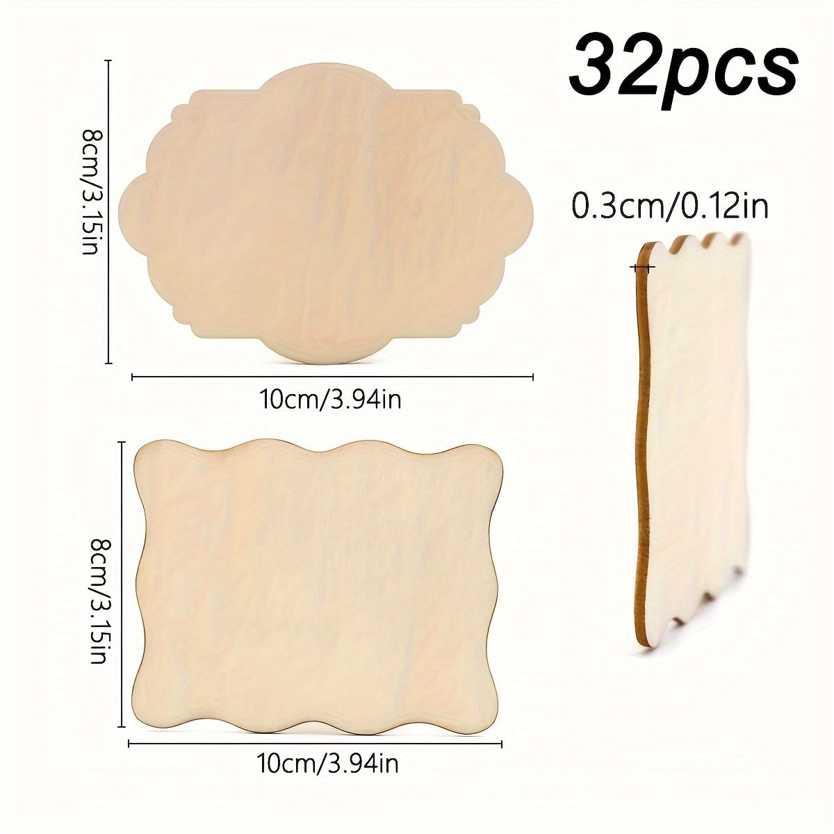 TEMU 32pcs Of Unpainted Wooden Ornaments, Diy Creative Irregular Blank Wood Chips For Diy Crafts, Painting, Wood Burning, Writing, Photo Props,