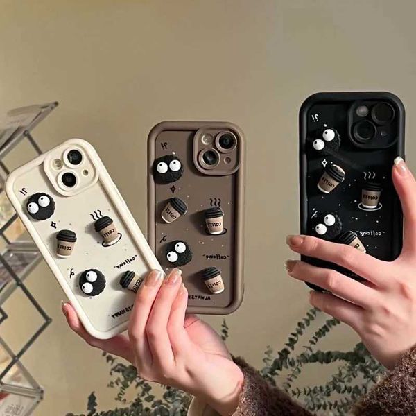 3D Cartoon Coffee Back Cover for iPhone X XR XS Max 7 8 Plus Se Phone Case for iPhone 15 14 Plus 13 12 11 Pro Max Capa M240902