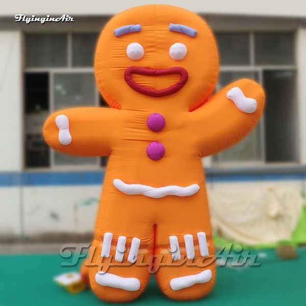 wholesale Cute Giant Smiling Inflatable Gingerbread Man Ginger Biscuits Model Air Blow Up Cartoon Cookie Figure Balloon For Christmas Promot