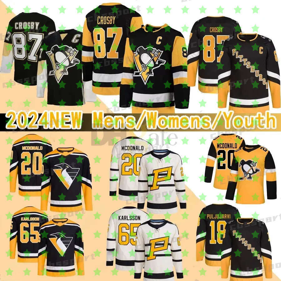 Sidney Crosby Evgeni Malkin Pisburgh Hockey Jersey Cusom Penguins Kris Leang Jeff Carer Mikael Granlund Jake Guenzel Jason Zucker Rickard Rakell Bry