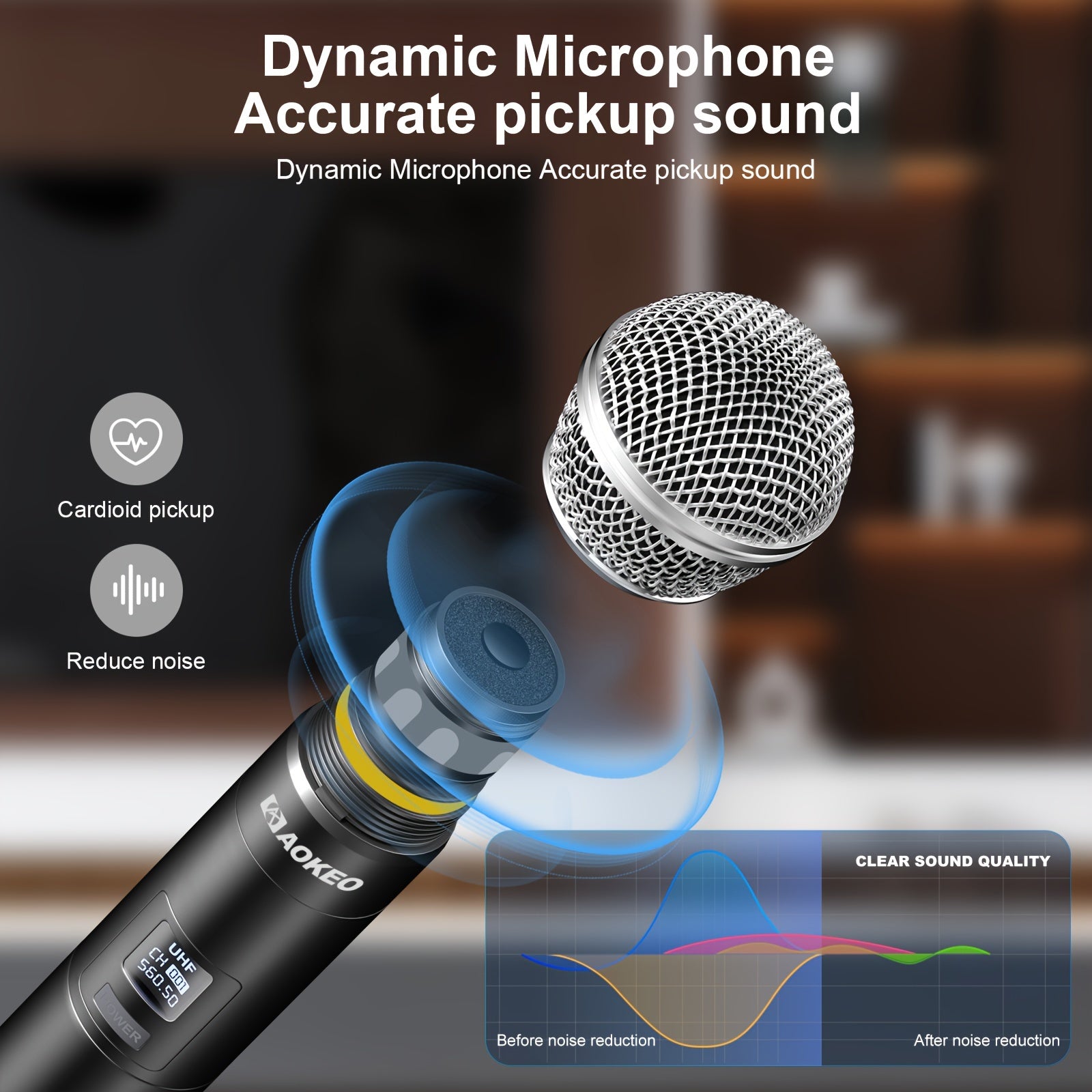 TEMU Aokeo Wireless Microphone System, Professional Wireless Microphone, Handheld Wireless Microphone, Suitable For Singing Wireless Microphone,