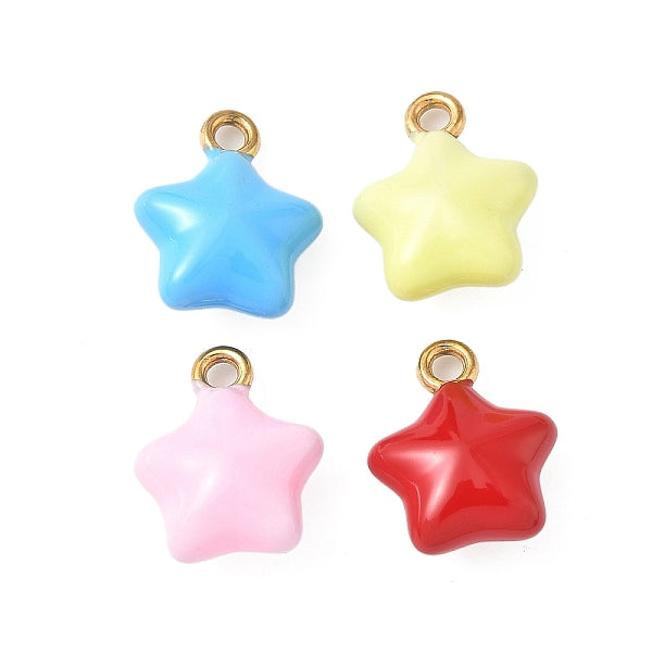 304 Edelstahl Emaille Stern Charms