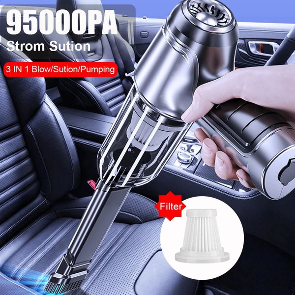 Car Vacuum Cleaner 95000PA Strong Suction Wireless Portable Vacuum Cleaner Dual Use Mini Handheld Cleaning For Car Home Desktop 240718