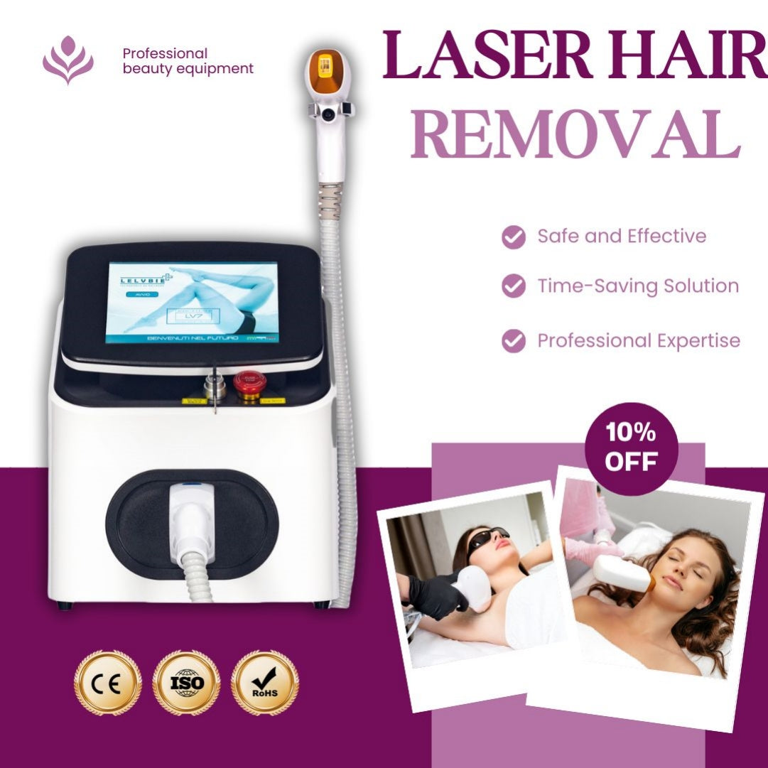 Diode Laser Hair Removal Device 808nm Triple Wavelength Painless Permanent Hair Removal Machine For Beauty Salon Or Spa Equipment