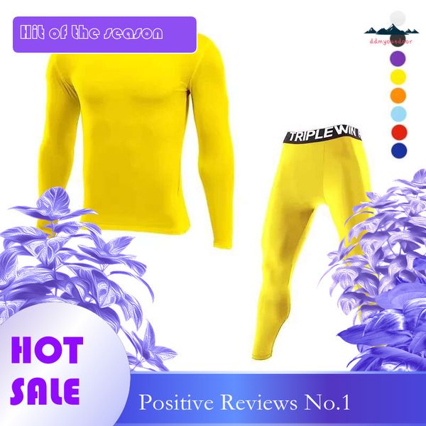 Ddmyoutdoor China Domestic Men Fleece Thermal Running Set Children Gym Jersey Leggings Basketball Football Fiess Tops Tight Pants Sport Bott