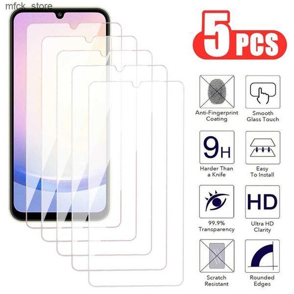 Cell Phone Protectors 5Pcs Tempered For Galaxy A05 A15 A25 A35 A55 Screen Protector A04 A14 A24 A34 A54 F04 F14 F34 F54 Protective Glass J24