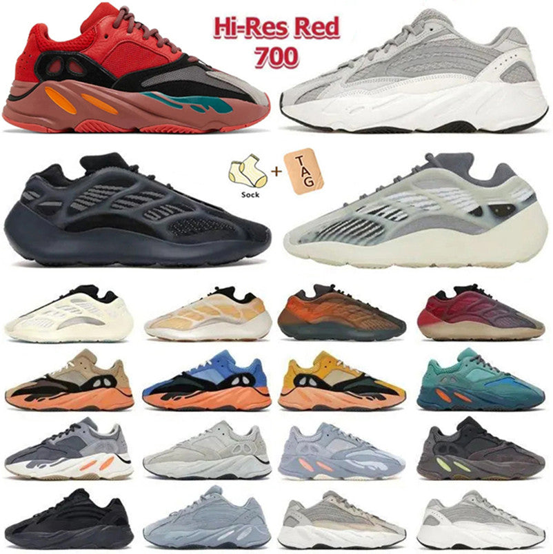 Designer Running Shoes 700 V2 V3 Men Women Wave Fade Salt Alvah Fade Azael Solid Grey Blue Analog Kyanite Static Vanta Mens Outdoor Traienrs Runners