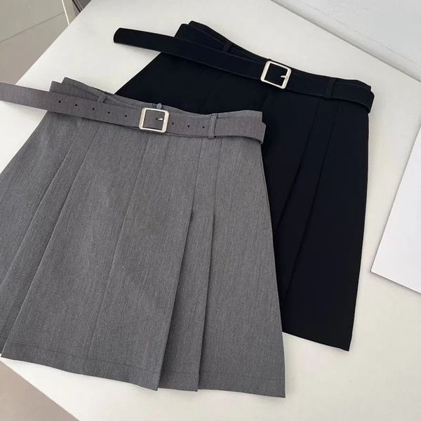 Lucyever Preppy Style A-e Skirt for Women Summer New High Waist Black Gray Pleated Female Casual Student Mini Skirts