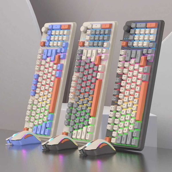 K82 Mechanical Keyboard 94 Keys with Mouse Luminous Keyboard RGB Light Hot-Swappable Keyboard Personalized Keypad for PC LaptopLX241031