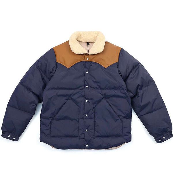 Winter Men Jacket Lamb Fur Collar Leather Shoulder Patchwork Down Coat Warm Waterproof Jackets For Male