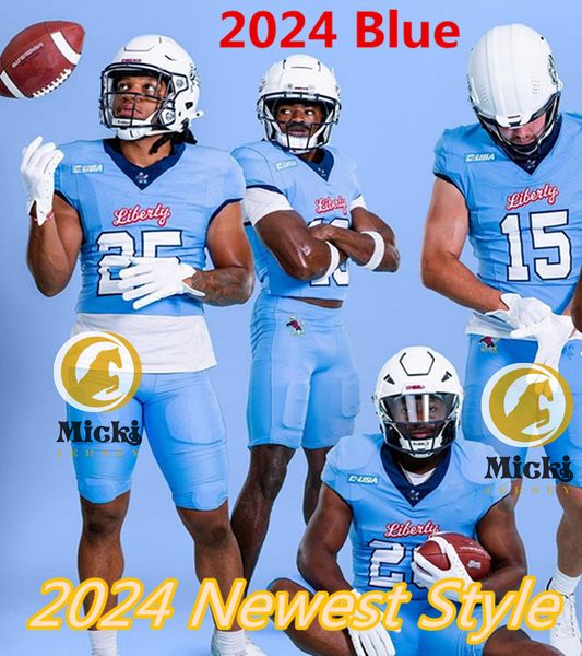 Custom Stitched Liberty Football Jerseys Kaidon Salter Quinton Cooley Ryan Burger Jay Hardy Vaughn Blue Grey Carroll Damond Harmon 5 Elijah