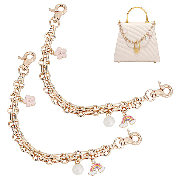 2 Stück Legierungs-Emaille-Blumen- und Regenbogen-Charm-Geldbörsen-Strap-Verlängerer
