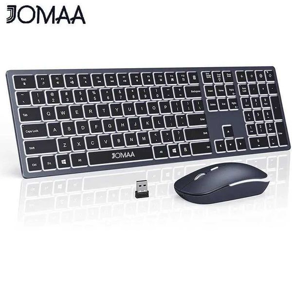 Wireless Ultra Slim Full Size Keyboard and Mouse Combo Rechargeable 2.4G USB Cordless Illuminated Keyboard Mouse Set X250203