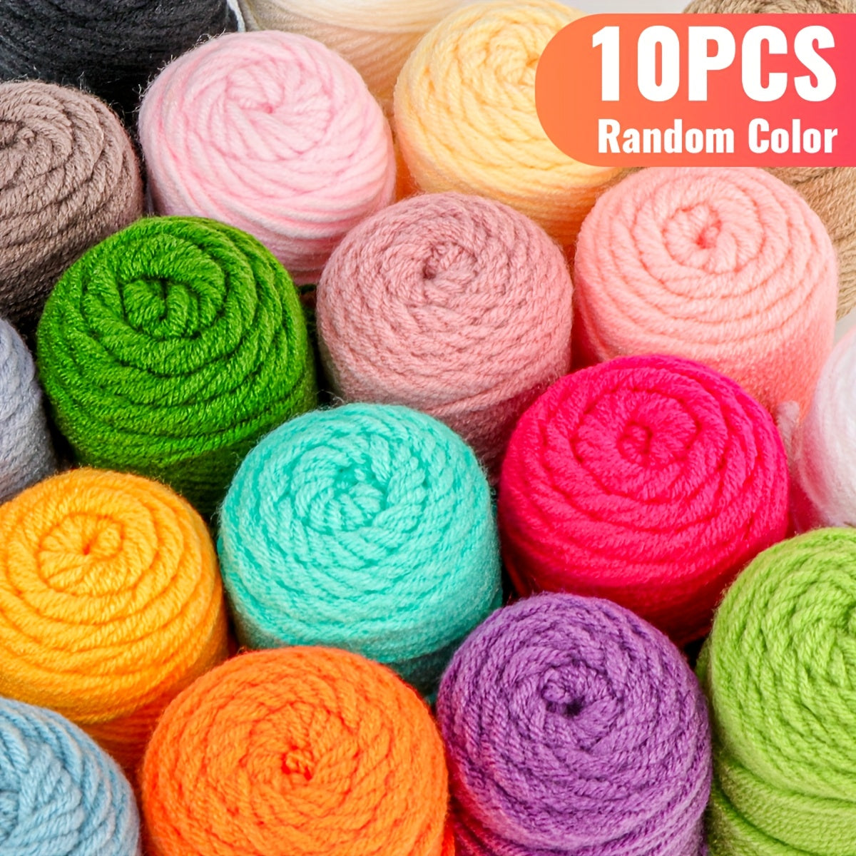 TEMU 10pcs Assorted Colors Polyester Yarn For Crocheting, Knitting Dolls, Blankets & Handicrafts - 5g-pc, Durable & Versatile Crafting Material For