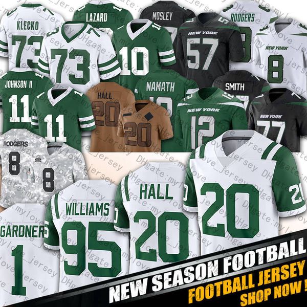 Breece Hall Jersey Aaron Rodgers Football Sauce Gardners Garrett Wilsons Joe Namath Quinnen Quincy Mike Williams Will McDonald Joe Klecko Tr