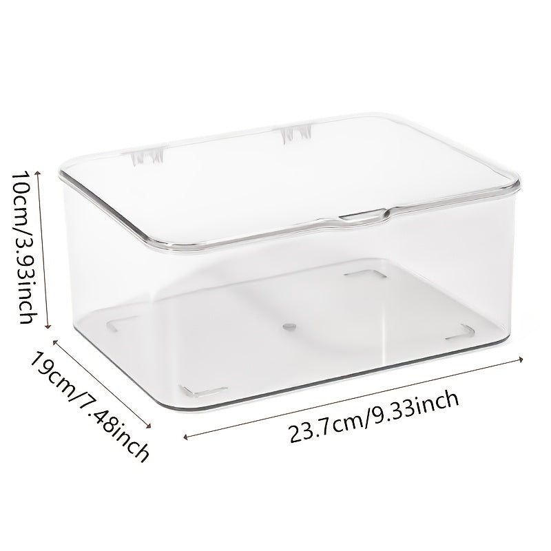 TEMU Acrylic Stackable Storage Boxes With Snap-fit Lids - Bohemian Style Durable Organizer Bins For Home, Office, School, Dresser, Bathroom & Desktop