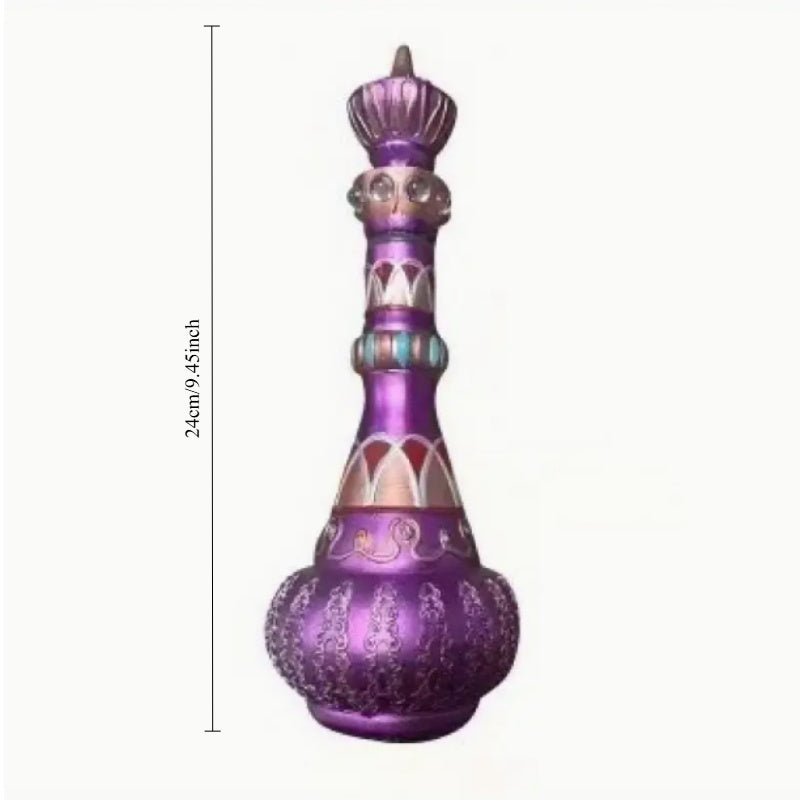 TEMU Of Tv Show Inspired Decorative Resin Vase - Artistic Round Bottle With Purple & Golden Patterns, Pvc-free Indoor-outdoor Home Decor For Fans,