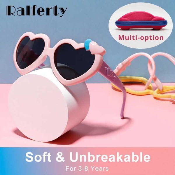 Ralfer flexible childrens sunglasses girls sunglasses polarized anti UV shadows baby heart-shaped sunglasses Oculos baby sunglasses W250109