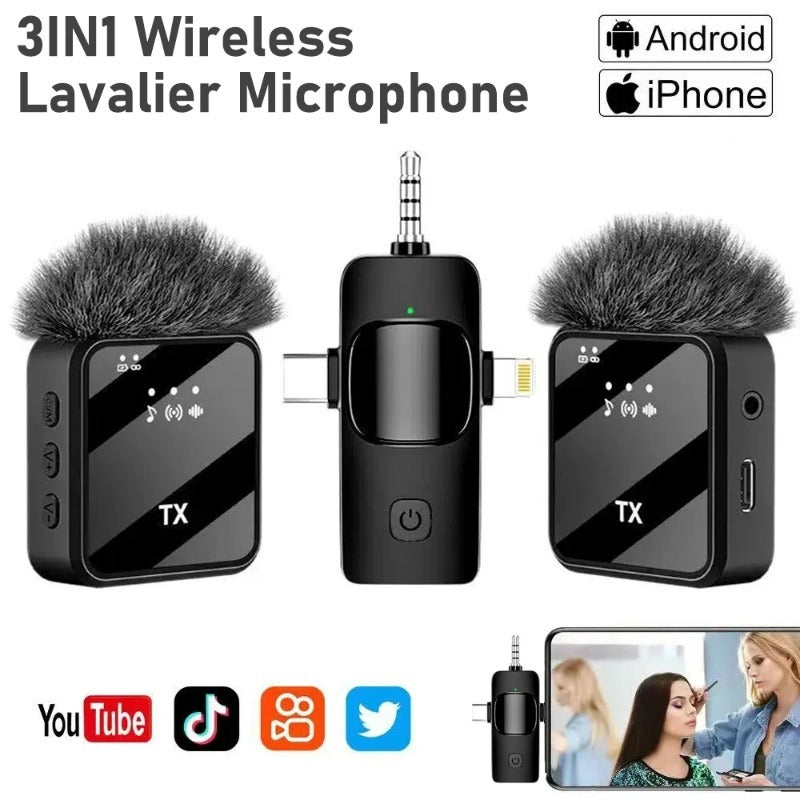 F11 Wireless Lavalier Microphone for Camera,iPhone,Android,Microphone Reverb Sound Video Recording Podcast Noise Reduction Clip mic