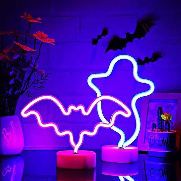 Halloween Party Decoration LED Ghost Pumpkin Bat Neon Lights Wall Decor Neon Lamps For Kids Living Room Wedding Night Lights LedT250116