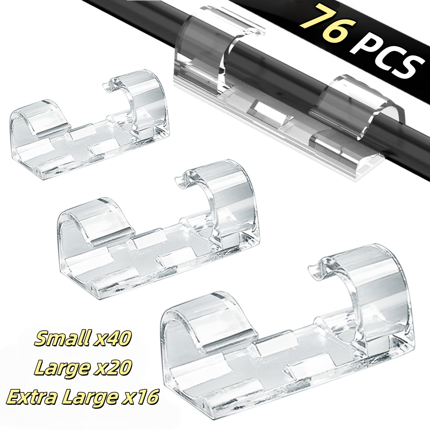 TEMU 76-148pcs Adhesive Cable Clips, Outdoor Light String Clips, Wall Cord Organizers For Desk, Car, Pc, Christmas Lights - Indoor & Outdoor Use