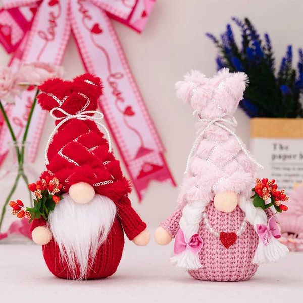 Valentine Day s Sequins Hat Old Man Toy Tabletop Decor With Lights Valentine Decoration Elf s Ornaments for GiftT250117