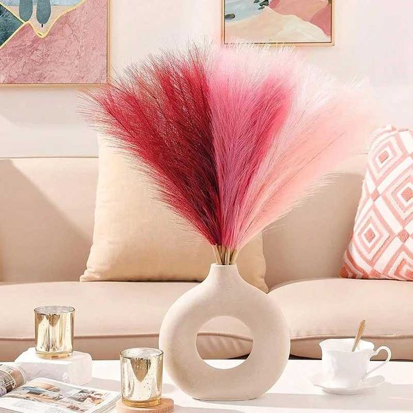 9PC Fake Reed Flower Plant Fluffy Artificial Pampas Grass Bouquet for Wedding Home Party Vase Decoration Fake Plant Reed Flower Y240801