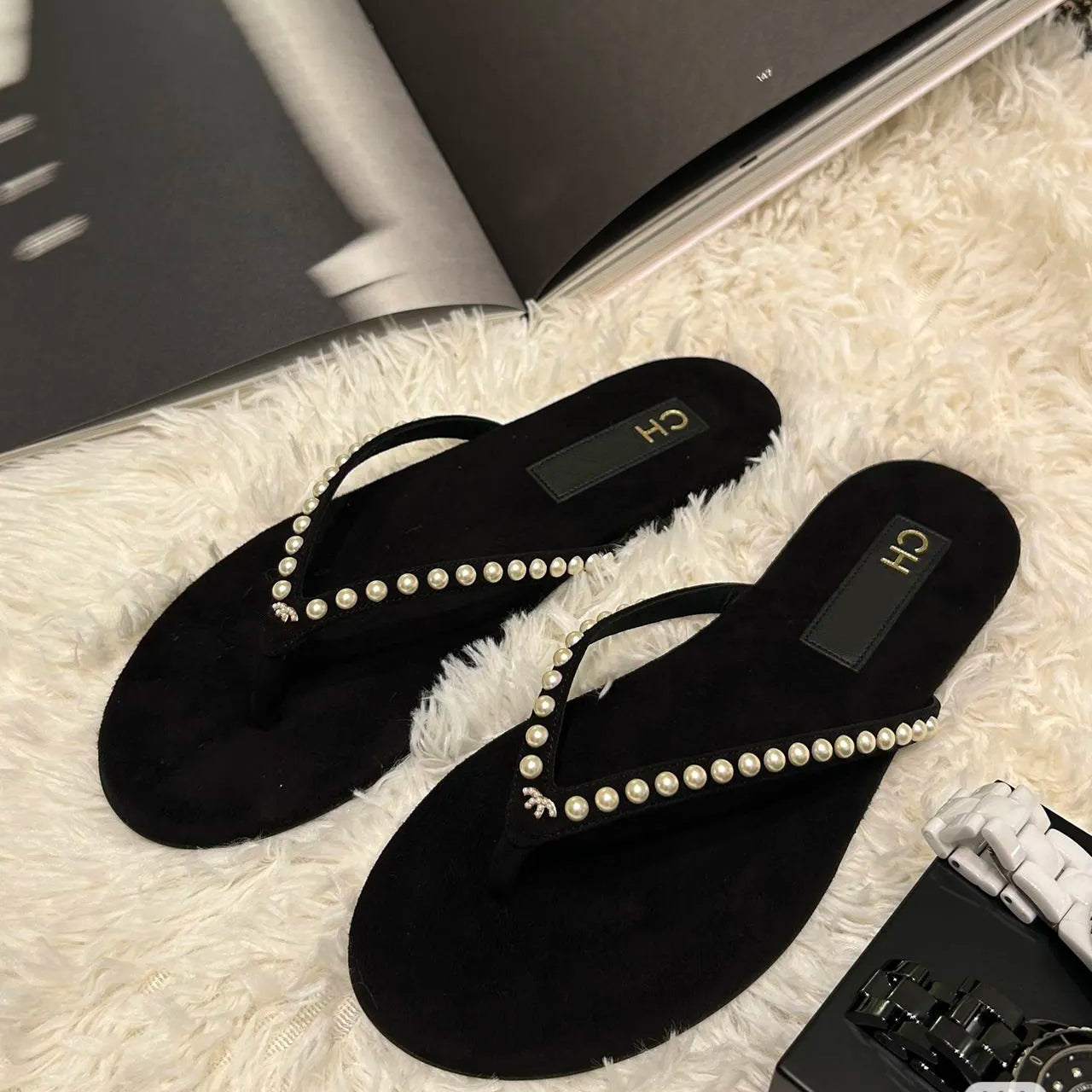 France slides Women Flat Sandals Mule Shoe dermis Luxury Brands Shoes Woman Ladies Summer Customized high-end velour Flip Flops Slippers Diamond pea