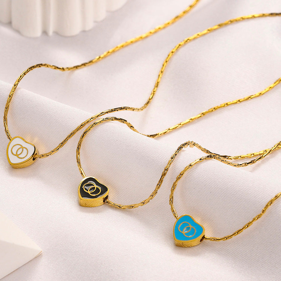 Women Love Heart Gold Plated Pendant Necklace Designer Family Gift Choker Luxury Wedding Party Chain Necklace New Womens Vintage Jewelry necklace Wh