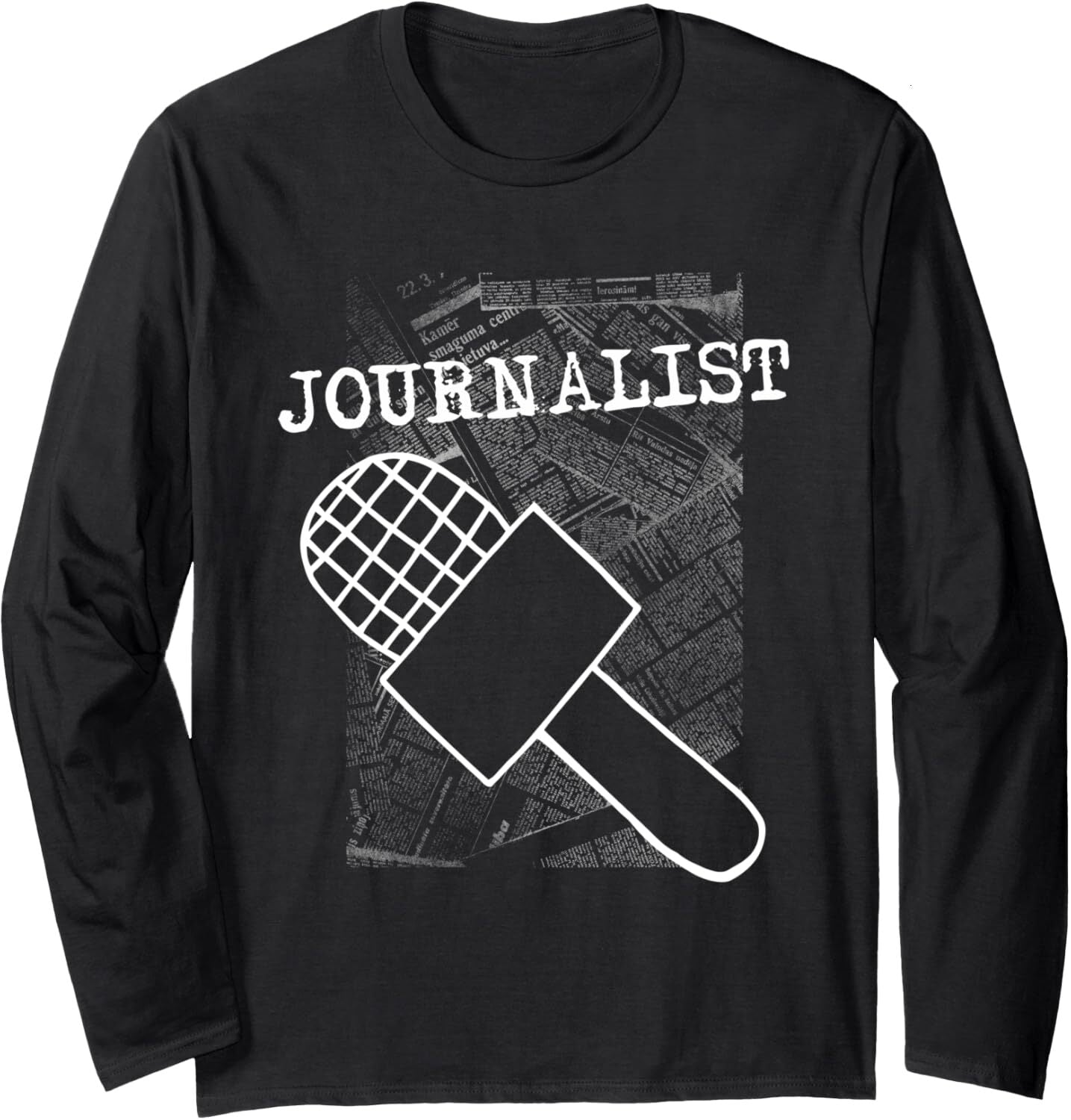 Long Sleeve Shirts for Men sweatshirt Newspaper Press Microphone Journalist Reporter Gift Long Sleeve Tee Streetwear Casual tops clothes trend