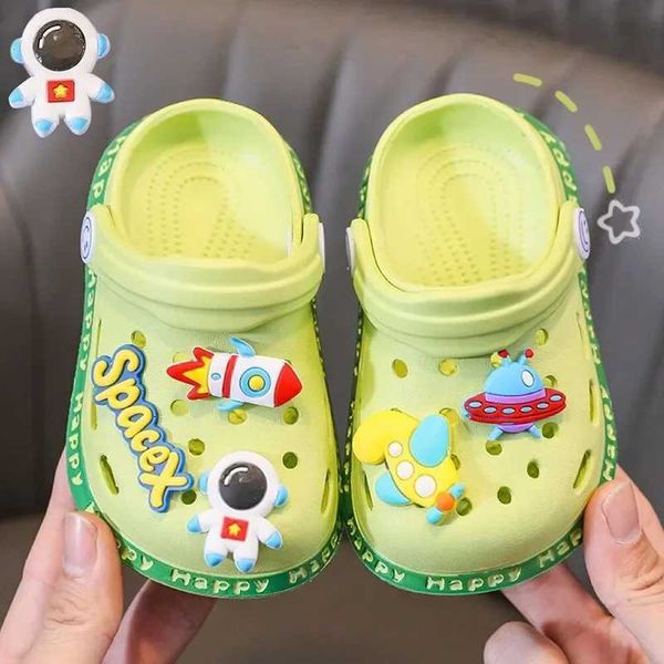 Kids Sandals Childrens Slippers Soft Anti-Skid Cartoon DIY Design Hole Baby Shoes Sandy Beach For Boys GirlsL4620