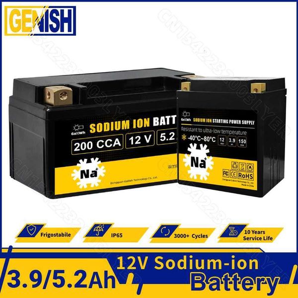 12V 3.9AH 5.2AH Bateria de sódio Bateria de bateria de sódio Scooter elétrico Scooter SIB NA Célula de íons para ATV UTV Jet Ski Autociclo A