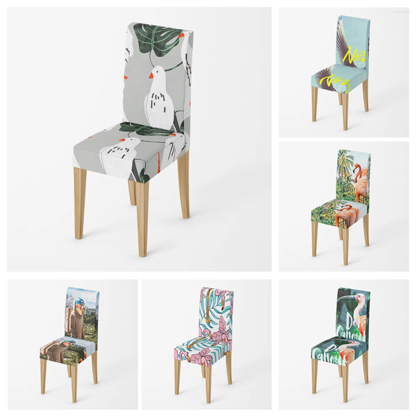Chair Covers Home For Kitchen Adjustable Dining Elastic Fabric Chairs Cover Wedding Desk Stretch Back Restaurant Decro Plant
